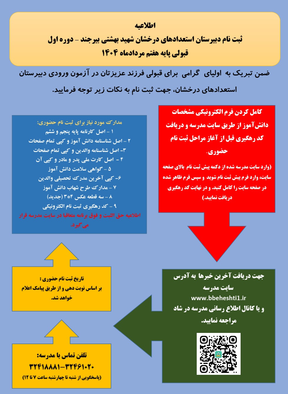 ثبت نام دانش آموزان ورودی پایه هفتم